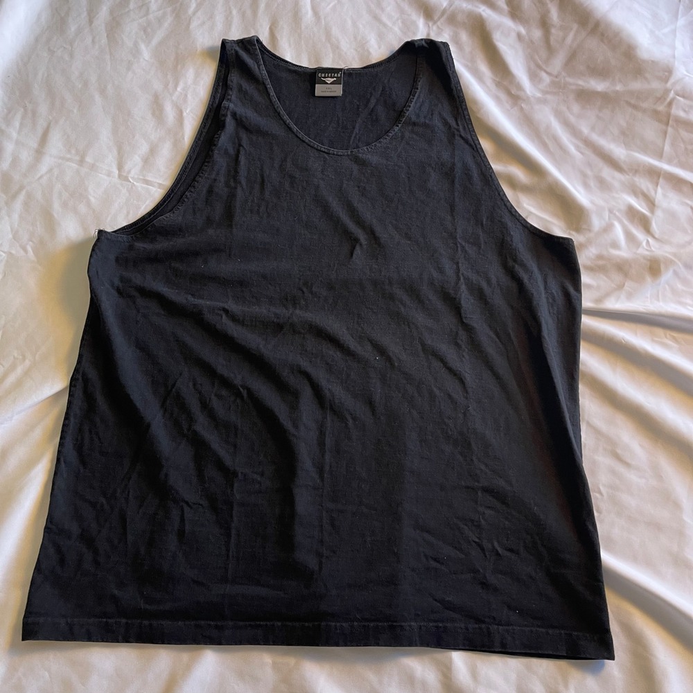 Cheetah Mens XXL Black Tank Top Sleeveless Activewear Muscle Shirt Solid Scoop - Picture 2 of 6